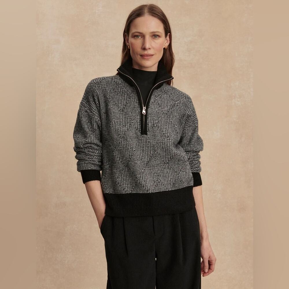 Varley Aldridge Half Zip Knit Sweater in Black L